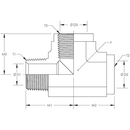 World Wide Fittings Male Run Pipe Tee Stainless Steel 5602X04X04X04SS